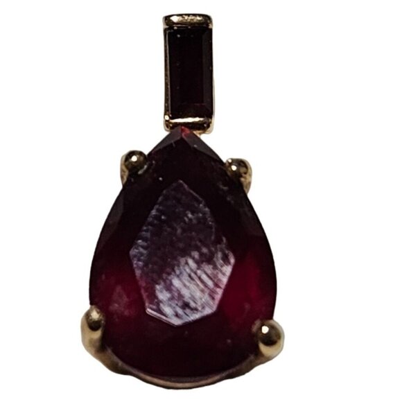Elegant Ruby Red Gemstone Teardrop Pendant for Necklace Fashion Jewelry Women - Picture 1 of 5